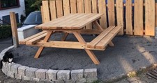 Picknicktisch, Sitzgruppe aus Lärche, handgefertigt, Garten, Bank, Holz