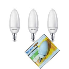 3X Philips Softone E14 Energiesparlampe 12W = 52W 610lm Kerzenform matt warmweiß