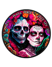 Silver coin Dia de los Muertos 1 oz 2023 Libertad Mexico Day of the Dead color