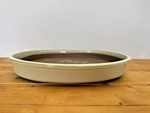 Bonsai schale oval flach beige - schale,