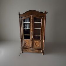 Antiker Bücherschrank, Vitrinenschrank, Glastüren, Vitrine Wurzelholz Optik