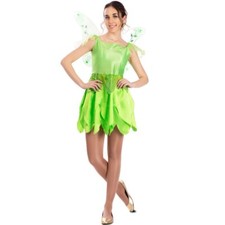 Tinkerbell Kostüm grüne Elfe mit Flügeln für Damen Gr. S-XL Kleid grün Fasching