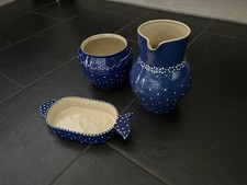 dunkelblaue Kanne Keramik Geschirr gebraucht Bürgerler Art