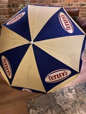 Vintage Tetleys Bier Kneipe Sonnenschirm - 1,8 m quer - Man Cave sehr guter Zustand