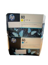 2x original HP 80 HP C4846A + HP C4848A CYAN + YELLOW f. DESIGNJET 1000 1050C