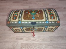 alte Blechdose mit Spieluhr m Schlüssel 40 cm breit Lithografiert selten