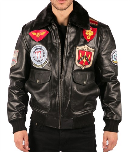 Herren echt leder flieger - leder, us