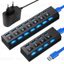 Für PC Laptop USB 3.0 Hub 4/7-Port Splitter Adapter mit Aktiv Netzteil Verteiler