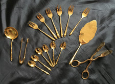 Orfevrerie Chambly SFAM Moccalöffel-Kuchengabel-Tortenheber-Gebäck-Zuckerzange +