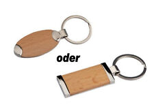 Schlüsselanhänger Holz/Metall, rechteck o. oval braun und Laser Personalisierung