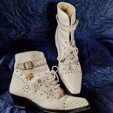 Cowboystiefel, Westernboots, Gr. 37, weiß-gold, Nieten, Glitzer,"SUELA DE CUERO"
