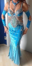 Bauchtanzkostüm Bauchtanz Kleid Gr. 36 38 40 leuchtend blau silber neuwertig