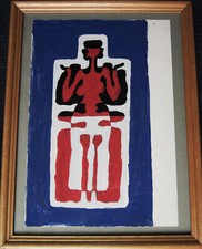 Heinz Friedrich Kirchner 1926-2000, Komposition mit roter Figur, Gouache,um 1960