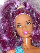 ?MATTEL BARBIE puppe meerjungfrau glitzer haar violett ooak?