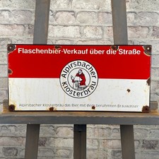 ALPIRSBACHER KLOSTERBRÄU Emailschild 18,9x9,1x0,4" (48x23x1cm) seltene Bierbe...