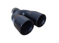Edelstahl Doppelrohr Auspuffblende Schwarz Endrohr Auspuff Blende Sportauspuff