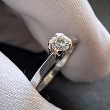 Ring 14k 585 Weißgold Diamant c. 0,14 Carat Verlobungsring alt RG 54/55