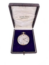 Feine ultraflache Taschenuhr Haas & Cie 750 Gold Rubinbesatz 43mm