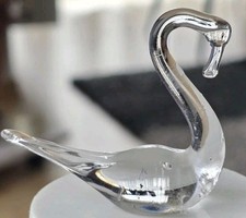 Vintage Glasfigur Schwan –  bunte Glaskunst, Mundgeblasenes. Glas.