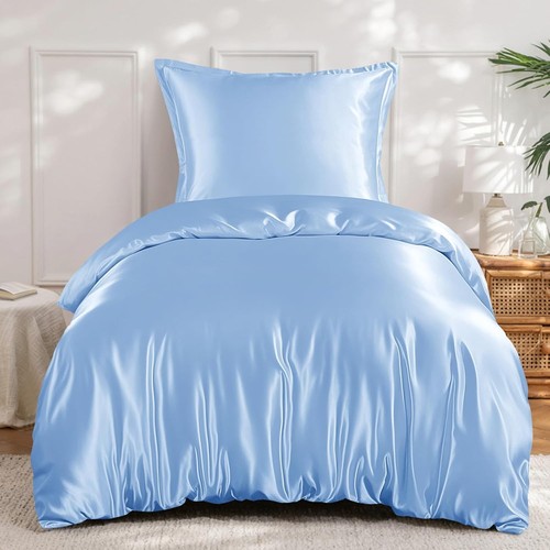 Satin bettwäsche 140x200 blau - bettwäsche,