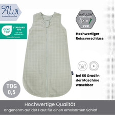 Alvi Babyschlafsack Uni Grün 110cm Kinderschlafsack Schlafsack ohne Beine Sommer
