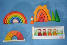 Holz Figuren, Bausteine, Regenbogen,Zwerge, auch für Jahreszeitentisch