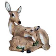 Reh Figur mit Kitz - realistische Deko Reh groß, handbemalt, innen/außen