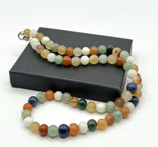 Edelstein Halskette bunt – Aventurin, Achat, Jade, Naturstein, Handarbeit 