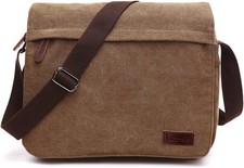 LOSMILE Herren Messenger Bag, Canvas Schultertaschen, 13,3" L-Kaffee, L-Coffee 