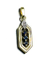 Eleganter solider 333 Gold 8 K Gold Anhänger 3 Saphire Juwelier sehr gepflegt