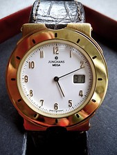 NOS Vintage Rarität Junghans Mega Herren Funkuhr 025/7200.00 vergoldet in OVP