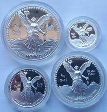 Mexico: 1/20, 1/10, 1/4 und 1/2 Onza 1993, Libertad kompl. in Polierter Platte.