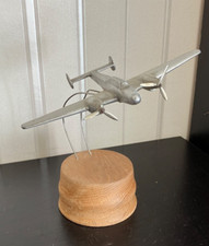 Militär Alu Tisch ModellFlugzeug Holz Sockel 18x13cm Handarbeit Deutsches Reich