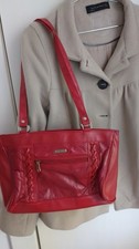 Stefano Handtasche Vintage, Leder,  rot,  30 x 20 cm 