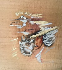 BRIX Airbrush Bild auf Rohseide 80X90cm Unikat 90er Original 