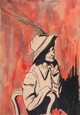 Künstler Zeichnung signiert