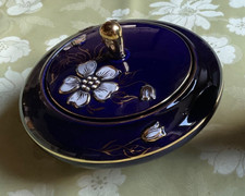 Echt Kobalt Dose mit Deckel – Handarbeit, handbemalt mit Gold