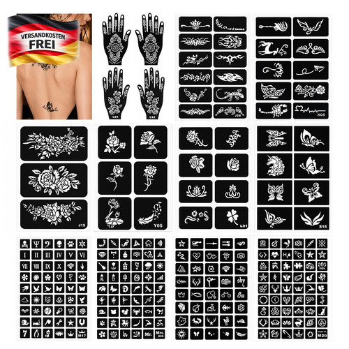 Henna tattoo schablonen set - henna,