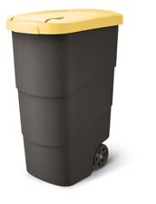 Mülleimer Mülltonne mit Rädern Deckel 90L Abfalleimer Große Abfalltonne Gelb
