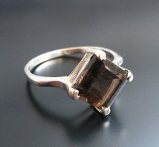 925 Sterling Silber Ring Rauchtopas Edelstein Gr. 18 Echtschmuck