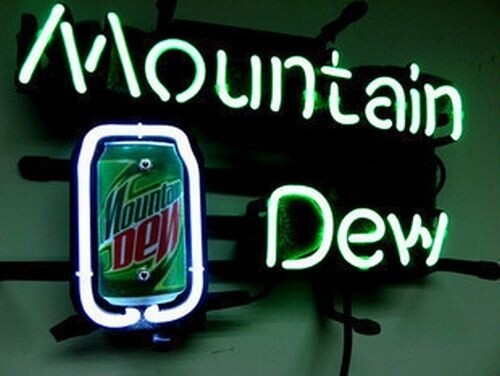 Mountain dew neon sign - mountain,