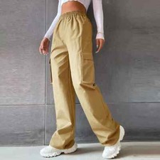 Cargo Hose Damen Freizeithose Cargohose Weites Bein Pants Taschenhose Sportshose
