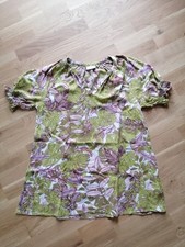 Kaffe sommerliche Tunika Bluse Kurzarm grün gemustert neuwertig Gr. L Viskose