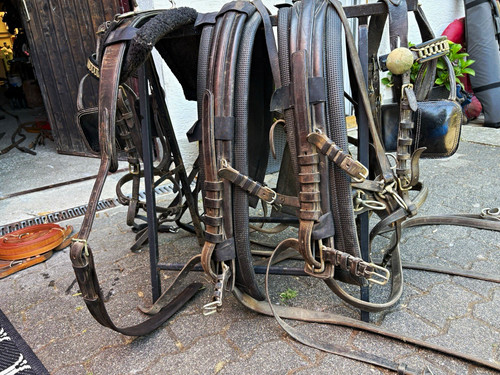 Pferde fahrgeschirr leder mit - leder,
