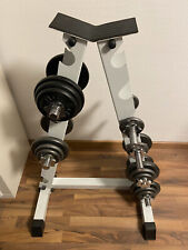 Hantelbank (klappbar), -ständer, -stangen und div. Gewichte