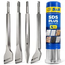 S&R Meister Meißel SDS Plus Set - 4-tlg. Spitzmeißel, Flachmeißel, Fliesenmeißel