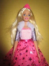 B-2185) SÜSSE BLONDE BARBIE PRINZESSIN MATTEL KLEID+KRONE+JACKE+FLACHE SCHUHE