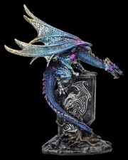 Drachen Figur mit Wappen - Draconic Sigil - Gothic Fantasy Deko Dragon H: 18