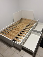 Flekke Tagesbett weiß, ausziehbar, 2 Schubladen, 2 Matratzen