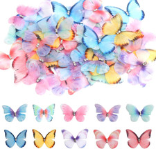 3D Organza Schmetterlinge 60 Stück Transparent Deko Basteln